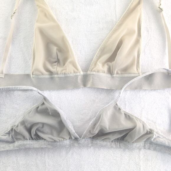 SKIMS (2) Cotten Jersey Bralettes Ivory/Gray S/M - Picture 9 of 11